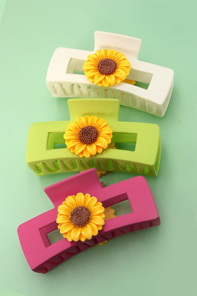 SUNFLOWER ON RECTANGLE HAIR CLAW CLIPS | 40H657