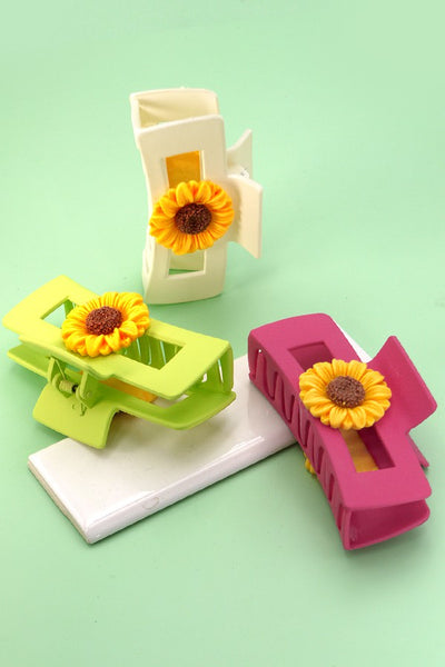 SUNFLOWER ON RECTANGLE HAIR CLAW CLIPS | 40H657