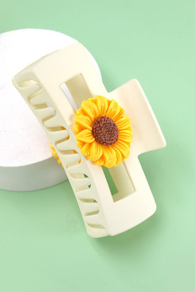 SUNFLOWER ON RECTANGLE HAIR CLAW CLIPS | 40H657