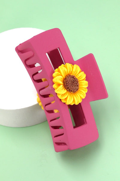 SUNFLOWER ON RECTANGLE HAIR CLAW CLIPS | 40H657