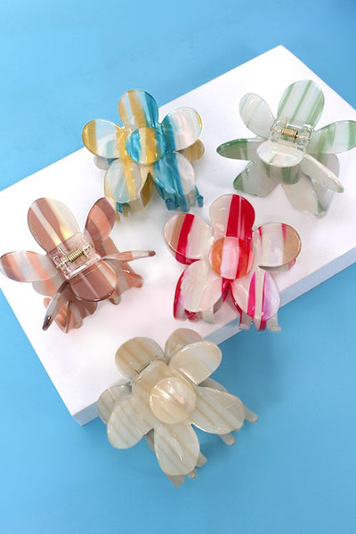 FLOWER STRIPE CELLULOSE HAIR CLAW CLIPS | 40H609