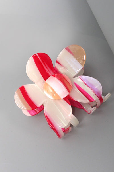 FLOWER STRIPE CELLULOSE HAIR CLAW CLIPS | 40H609