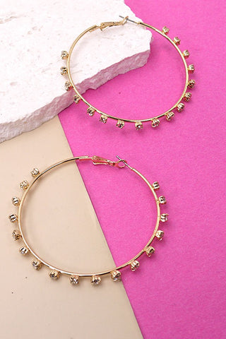 RHINESTONE LARGE HOOP EARRINGS  | 10E3051942