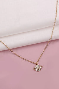 RHINESTONE SATURN PLANET CHARM NECKLACE | 31N23128