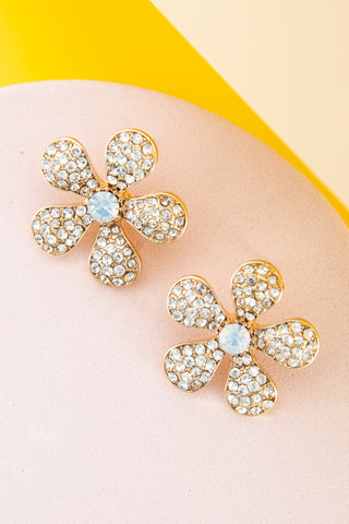 RHINESTONE FLOWER PEDAL EARRINGS | 80E992