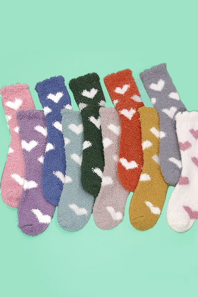 WARM CORAL FLEECE PLUSH HEART FUZZY SOCKS | 40S02043