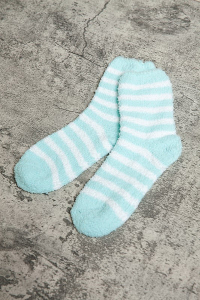 WARM CORAL FLEECE PLUSH STRIPE FUZZY SOCKS | 40S02044