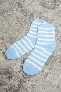 WARM CORAL FLEECE PLUSH STRIPE FUZZY SOCKS | 40S02044