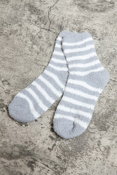 WARM CORAL FLEECE PLUSH STRIPE FUZZY SOCKS | 40S02044