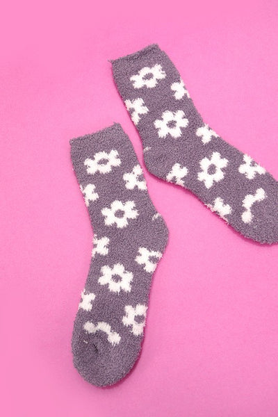 WARM CORAL FLEECE PLUSH DAISY FUZZY SOCKS | 40S02047