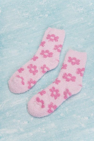 WARM CORAL FLEECE PLUSH DAISY FUZZY SOCKS | 40S02047