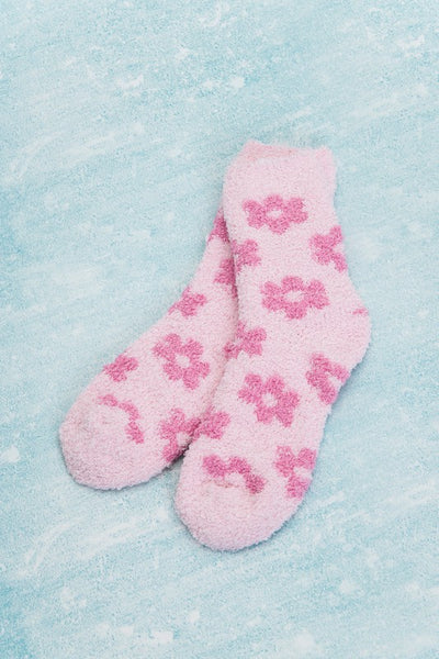 WARM CORAL FLEECE PLUSH DAISY FUZZY SOCKS | 40S02047