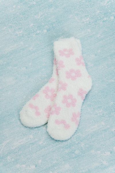 WARM CORAL FLEECE PLUSH DAISY FUZZY SOCKS | 40S02047