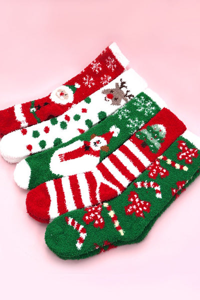 CHRISTMAS  HOLIDAY WARM CORAL FLEECE FUZZY SOCKS | 40S02046