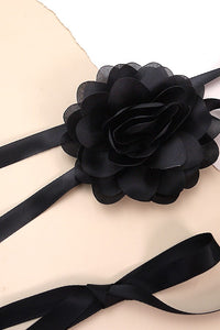 ROSETTE CHIFFON FLOWER WRAP NECKLACE | 40N304