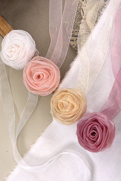 CHIFFON ROSETTE FLOWER CHOKER NECKLACE | 40N302