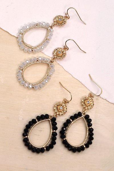 FACET BEADED TEARDROP FLOWER TOP EARRINGS | 80E1023