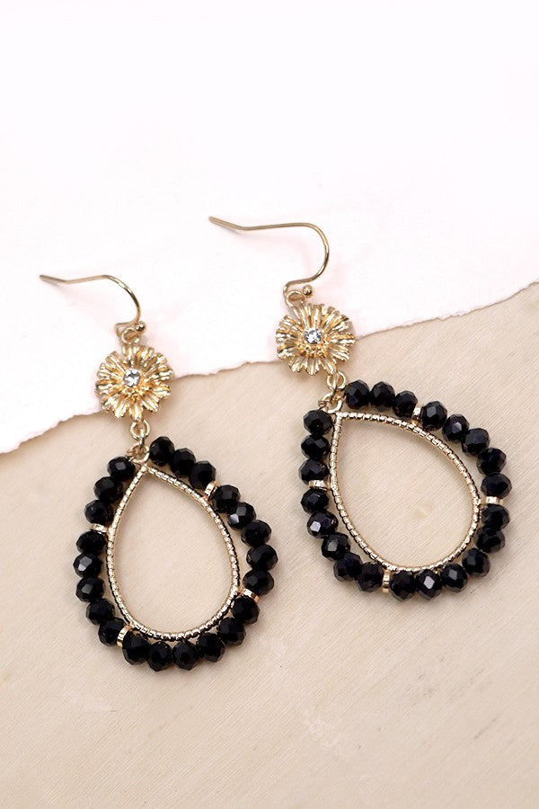 FACET BEADED TEARDROP FLOWER TOP EARRINGS | 80E1023