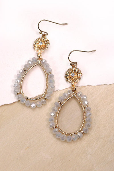 FACET BEADED TEARDROP FLOWER TOP EARRINGS | 80E1023