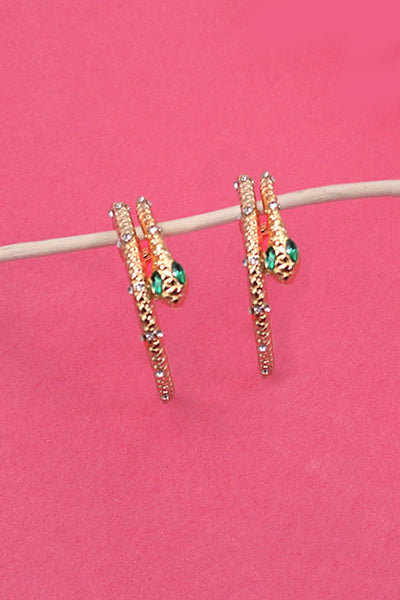 RHINESTONE SNAKE HOOP EARRINGS | 31E03142