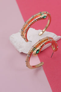 RHINESTONE SNAKE HOOP EARRINGS | 31E03142