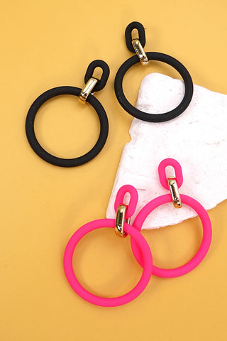 MATTE CIRCLE LINK DROP EARRINGS | 31E03154