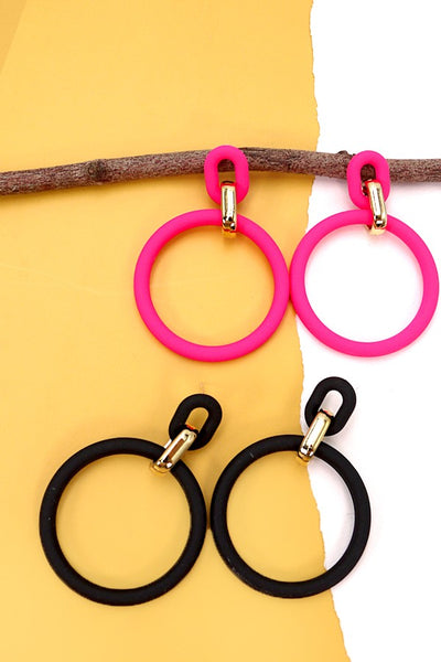 MATTE CIRCLE LINK DROP EARRINGS | 31E03154