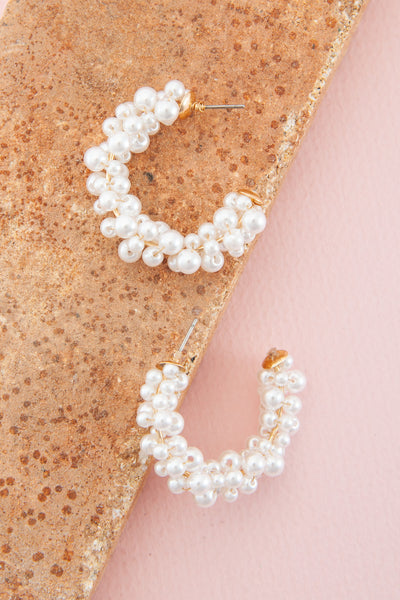 PEARL BEADED  HOOP EARRINGS | 10E3060163