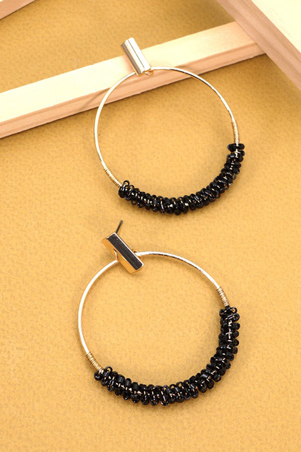 GLASS SEED BEAD CIRCLE DROP EARRINGS | 10E3060156