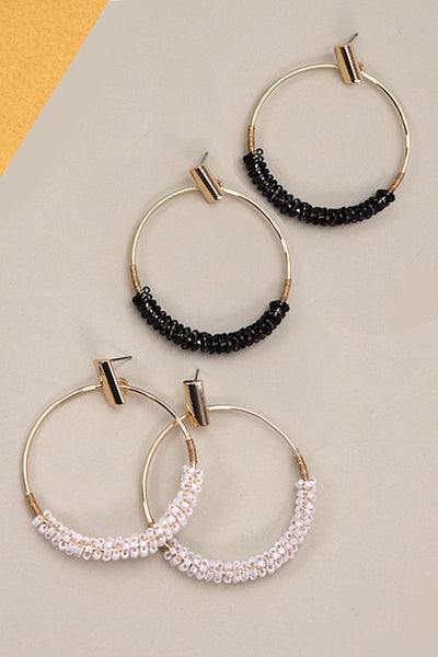 GLASS SEED BEAD CIRCLE DROP EARRINGS | 10E3060156