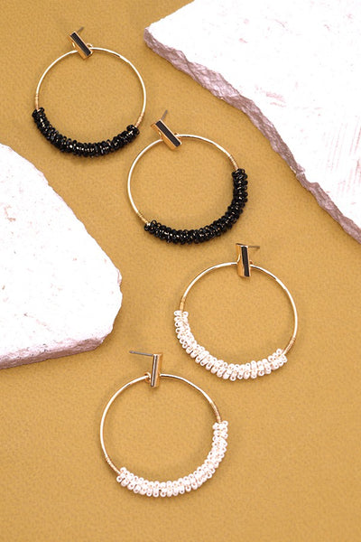 GLASS SEED BEAD CIRCLE DROP EARRINGS | 10E3060156