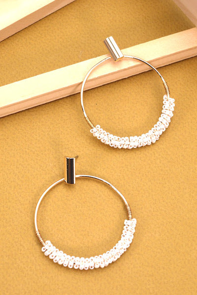 GLASS SEED BEAD CIRCLE DROP EARRINGS | 10E3060156