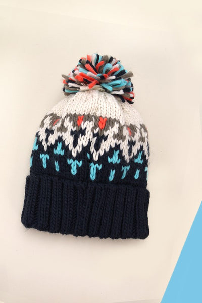 CHEVRON KNIT POM BEANIE | 40BN907