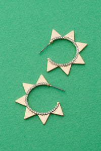 STARBURST RHINESTONE HOOP EARRINGS | 31E03187