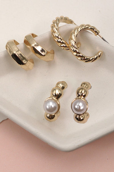 TRIO HOOP MINI HUGGIE EARRINGS | 80E1096