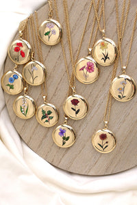 STAINLESS STEEL BIRTH MONTH FLOWER LOCKET NECKLACE | 10N3060906