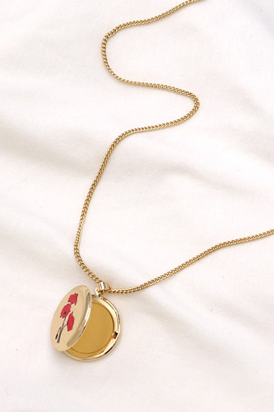 STAINLESS STEEL BIRTH MONTH FLOWER LOCKET NECKLACE | 10N3060906