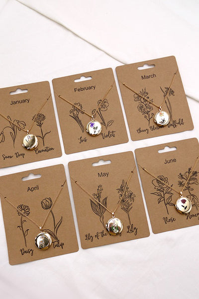 STAINLESS STEEL BIRTH MONTH FLOWER LOCKET NECKLACE | 10N3060906