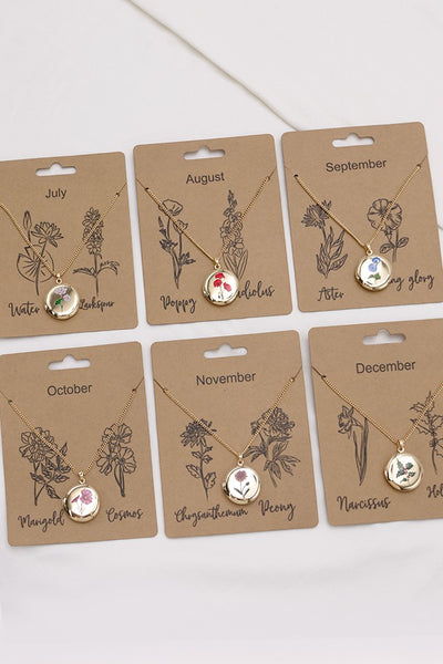 STAINLESS STEEL BIRTH MONTH FLOWER LOCKET NECKLACE | 10N3060906