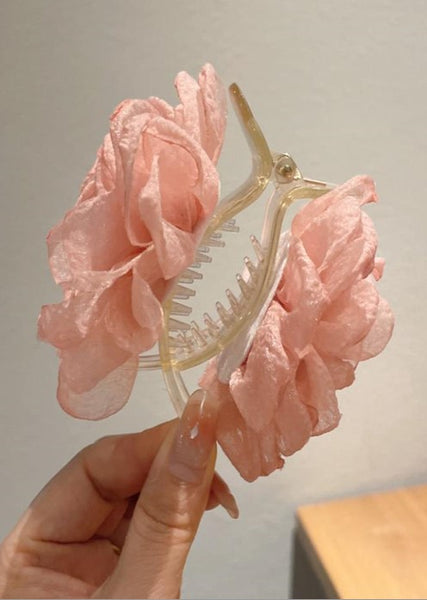 ROSE PETAL SHEER FABRIC HAIR CLAW CLIPS | 40H622