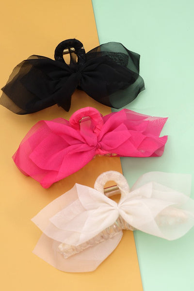 SILK LIKE CHIFFON BOW HAIR CLAW CLIPS | 40H625