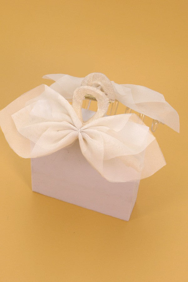 SILK LIKE CHIFFON BOW HAIR CLAW CLIPS | 40H625