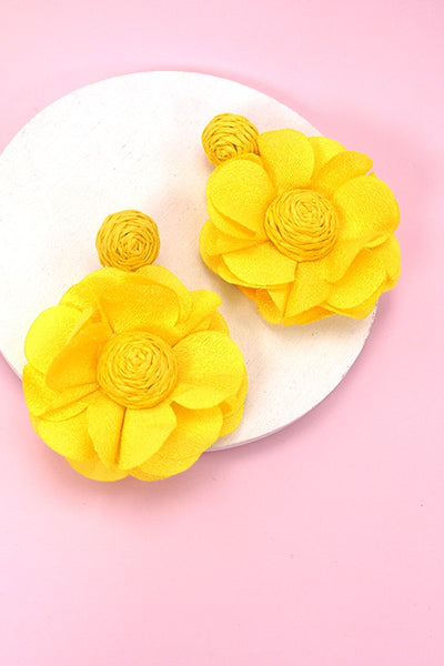 RAFFIA FLOWER COLORFUL EARRINGS | 40E279