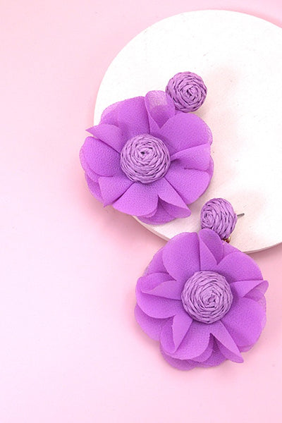 RAFFIA FLOWER COLORFUL EARRINGS | 40E279