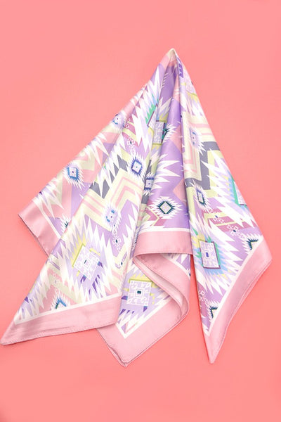 AZTEC BOHO PRINT SILKY FEELING BANDANA SCARF | 40SC610