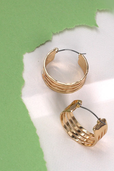 HAMMERED 4 ROW HOOP EARRINGS | 80E1143