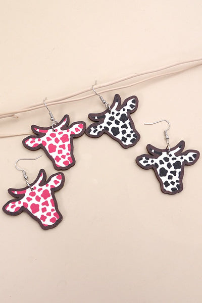 WOOD COW EARRINGS | 80E1177