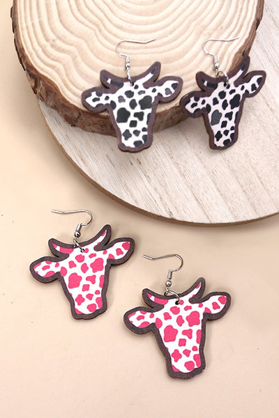 WOOD COW EARRINGS | 80E1177