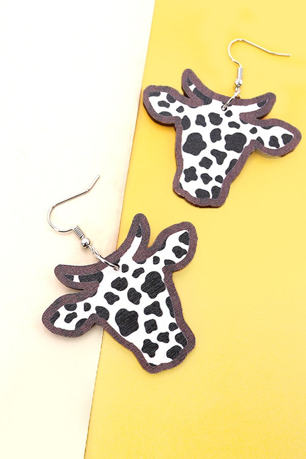 WOOD COW EARRINGS | 80E1177