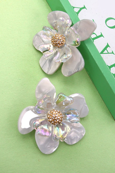 ACRYLIC FLOWER RHINESTONE STUD EARRING | 80E1120